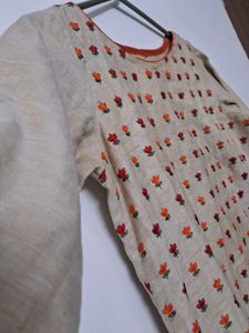 Chanderi silk kurti cotton lining embroidery wear