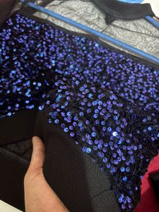 Womens glitter sequins net Crop top