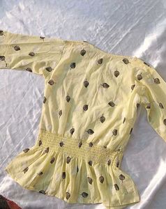 Lemon Yellow Printed Top