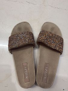 Sparkly Beige Slide Sandals