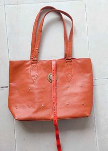 Orange Tote Bag with Embellishment