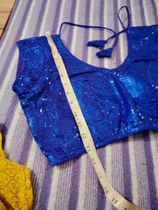 Stunning Royal Blue Sequined Saree Blouse