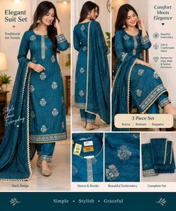 ✨ Beautiful Teal Blue Unstitched 3-Piece Suit Mate