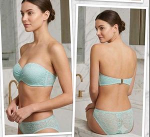 Aqua Lace Strapless Bandeau Bikini Top