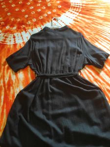 Shirt style Black midi dress