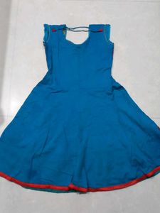 Elegant Blue Kurti with Intricate Gold Embroidery