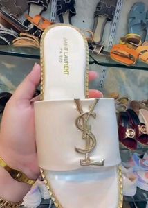 Elegant Cream &amp; Gold Slip-On Sandals FIXED PRICE