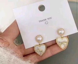Heart Pearl Bow Earrings