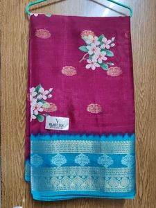 Beautiful Maroon Floral RAjkot silk Saree