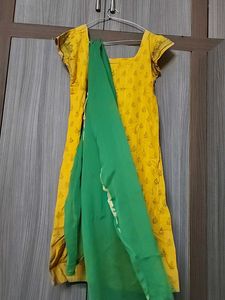 A Line Stitched Kurti With Dupatta