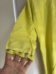 Lime green  Embroidered Kurta