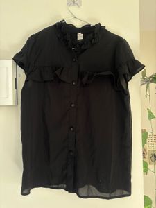 Ruffled Black Blouse