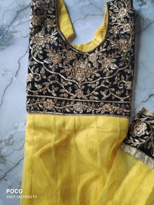yellow net suit.
