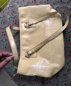 Lino Perros Crimpson Yellow Croc Textured Tote Bag