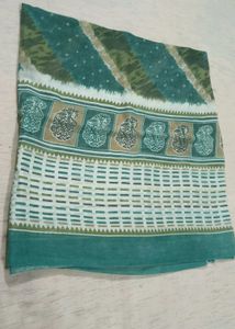 Teal Chevron Print Kurta Set with Dupatta