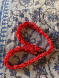 Vibrant Red Beaded Necklace