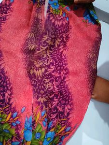 "Red" Printed Saree With Unstitched Blouse
