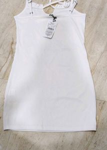 White Ribbed Mini Dress