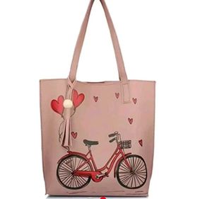 Cute Pink Tote Bag with Bicycle Design
