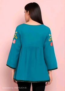🩵🩷Embroidered Teal Kurta Top