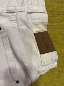 White Denim Shorts with Aztec Trim