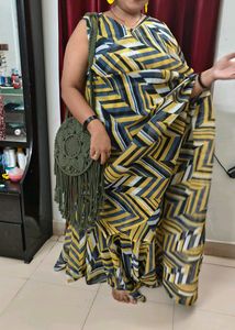 Pre Draped Gown Saree Xl Size Detachable Duptta