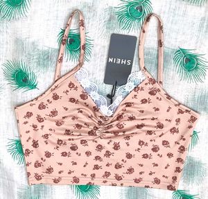 Chic Floral Print Cropped Cami Top