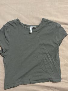 Basic Greenish Crop T-Shirt
