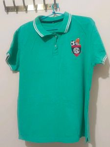 Green Polo T-Shirt with Sporty Emblem