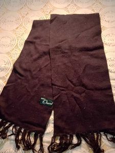 Brown Wool Scarf with Fringe