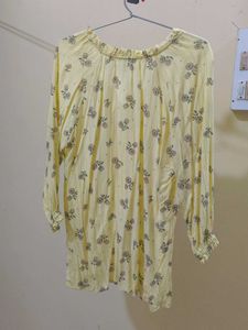 Yellow Floral Print Blouse