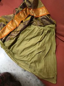 1-TimeUsed GreyLehngaWthOrangeBorder+Blouse+Dupat
