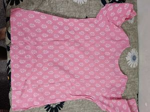 Pink Printed Cotton Kurta
