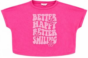 Hot Pink Girls crop top Graphic T shirt