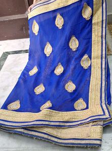 Royal Blue Embroidered Saree