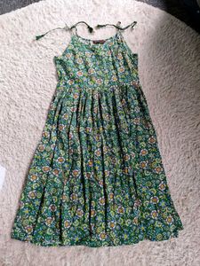 sangria Green Floral Print Summer Dress