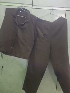 brown co ord set with collar