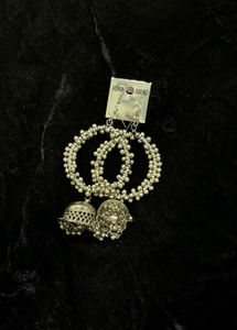 Oxidised Jhumka Hoop Earrings