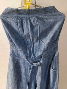 Denim Strapless Jumpsuit