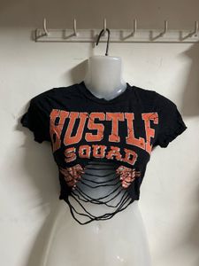 Black Hustle Squad Cropped T-Shirt