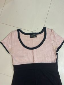 Cute Pink &amp; Black Mini Dress