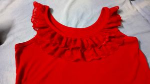 Red Ruffled Tank Top