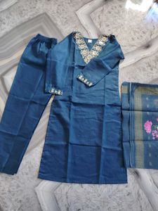 Elegant Teal Kurta Set with Dupatta