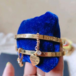Chanel Inspired Bangle Set with heart charms