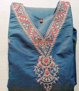 V Neck Embroidery Work Kurti Set For Women