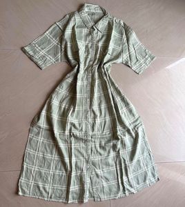 Plaid Button-Down Midi Dress