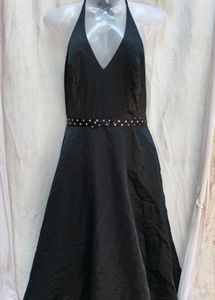 Elegant Black Halter Neck Dress
