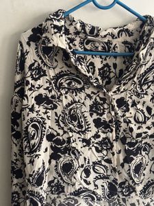 Stylish Paisley Print Button-Up Blouse