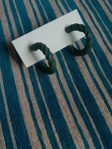 Green Twisted Hoop Earrings