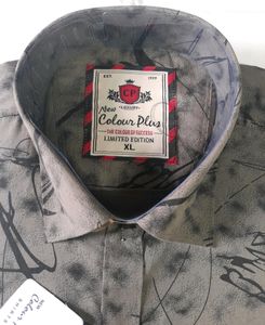 Men's Abstract Print Casual Greyish Green Shirt XL
